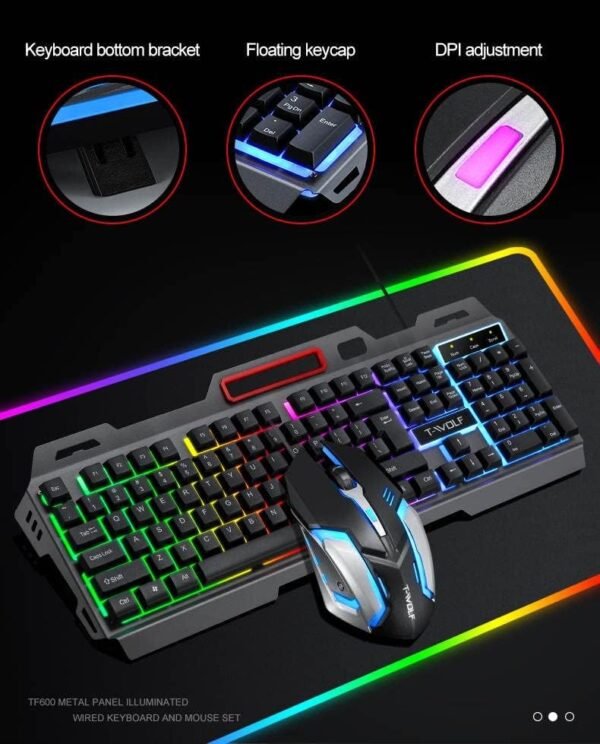 ⁦مجموعة كيبورد وماوس RGB سلكية - لوحة مفاتيح وماوس للألعاب والمكتب⁩ - الصورة ⁦3⁩