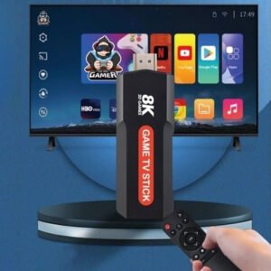 جهاز العاب اندرويد للتلفزيون مع يدين تحكم لاسلكية وكابل HDMI